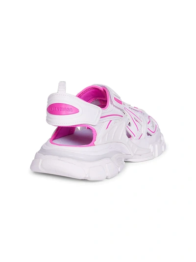 Shop Balenciaga Track Sandals In White Fluo Pink