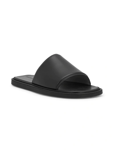 Shop Bottega Veneta Men's Minimalist Leather Slides In Black