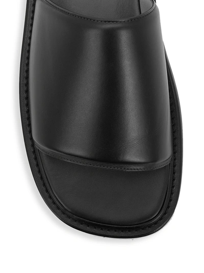 Shop Bottega Veneta Men's Minimalist Leather Slides In Black