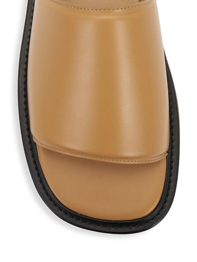 Shop Bottega Veneta Men's Minimalist Leather Slides In Camel