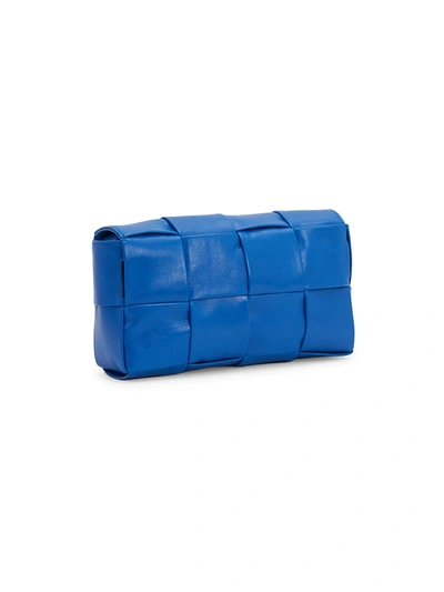 Shop Bottega Veneta Men's Cassette Leather Belt Bag In Cobalt Silver