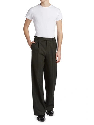 Shop Bottega Veneta Herringbone Stripe Trousers In Camping Black