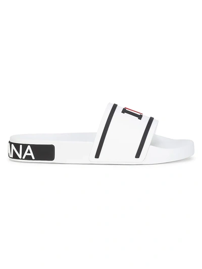 Shop Dolce & Gabbana Saint Barth Rubber Slide Sandals In Bianco