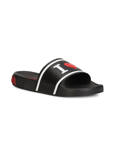 Shop Dolce & Gabbana Saint Barth Rubber Slide Sandals In Bianco