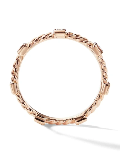 Shop David Yurman Women's Cable Collectibles 18k Rose Gold Diamond Stack Band Ring