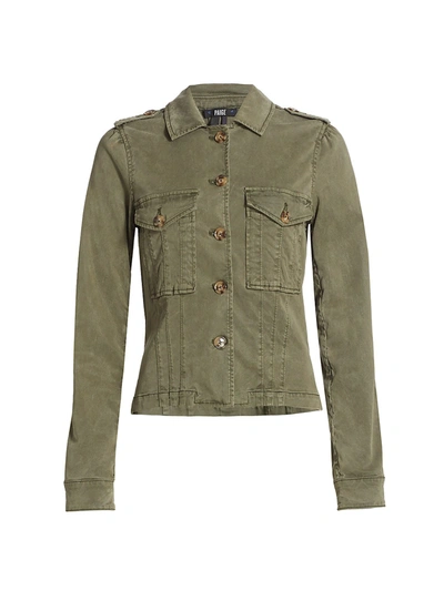 Shop Paige Pacey Fleece-back Twill Jacket In Vintage Ivy Green