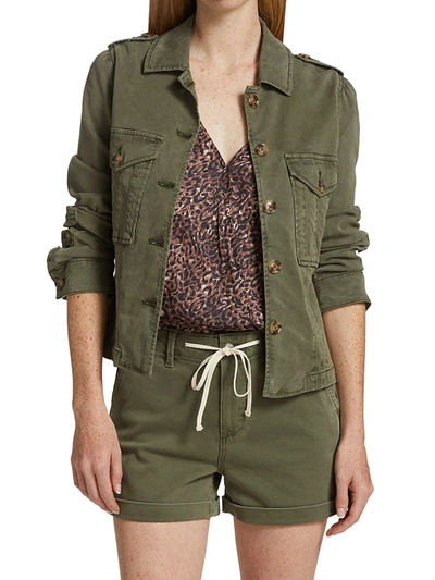 Shop Paige Pacey Fleece-back Twill Jacket In Vintage Ivy Green