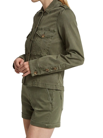 Shop Paige Pacey Fleece-back Twill Jacket In Vintage Ivy Green