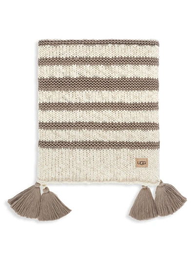 Shop Ugg Ziomara Stripe Knit Throw Blanket In Fawn