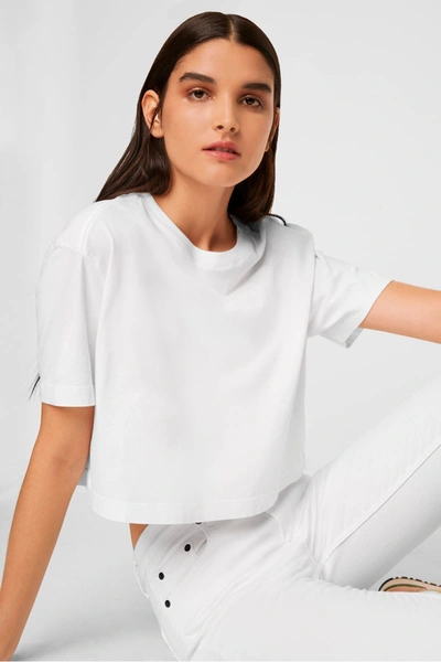 Shop French Connection Sahana Jersey Cropped T-shirt In Linen White