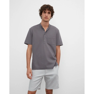 Shop Club Monaco Short Sleeve Knit Popover Shirt In Grey