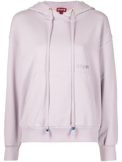 Shop Staud Terry Logo-embroidered Hoodie In Violett