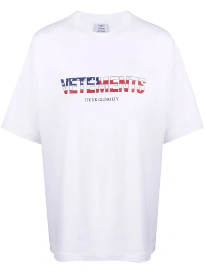Shop Vetements Drop-shoulder Cotton T-shirt In White