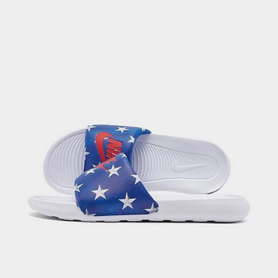 Shop Nike Women's Victori One Print Slide Sandals In Game Royal/university Red/summit White