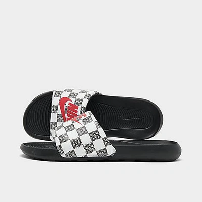 Shop Nike Men's Victori One Print Slide Sandals In White/university Red/black