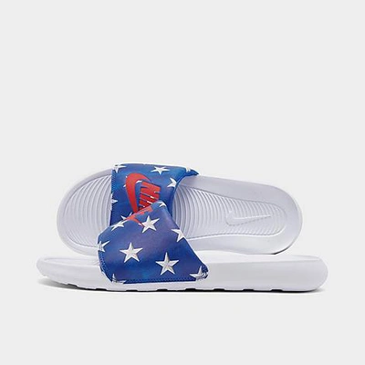 Shop Nike Men's Victori One Print Slide Sandals In Game Royal/university Red/summit White