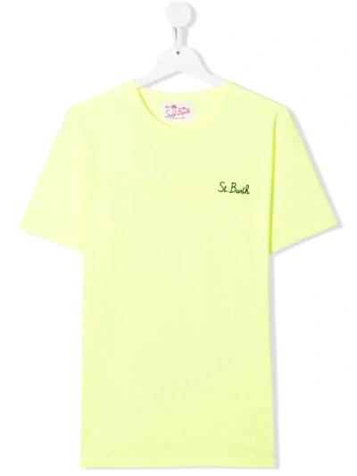 Shop Mc2 Saint Barth Teen Logo-embroidered T-shirt In 黄色