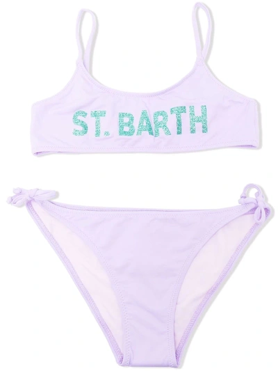 Shop Mc2 Saint Barth Logo-printed Bikini In 紫色