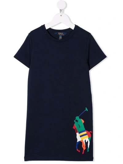 Shop Ralph Lauren Logo-printed T-shirt Dress In 蓝色