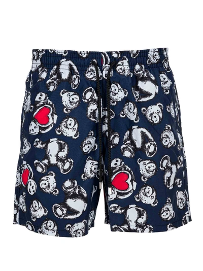 Shop Palm Angels Bear Shorts In Navy
