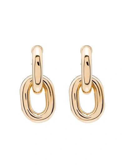 Shop Paco Rabanne Chain Link Earrings In Gold-tone Brass In Metallic