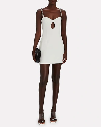 Shop David Koma Crystal Chain Strap Mini Dress In White