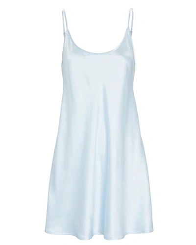 Shop La Perla Silk Mini Slip Dress In Light Blue