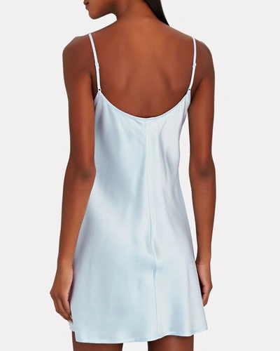 Shop La Perla Silk Mini Slip Dress In Light Blue