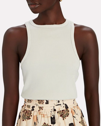 Agolde Sleeveless Ribbed Tank Top In Light Green