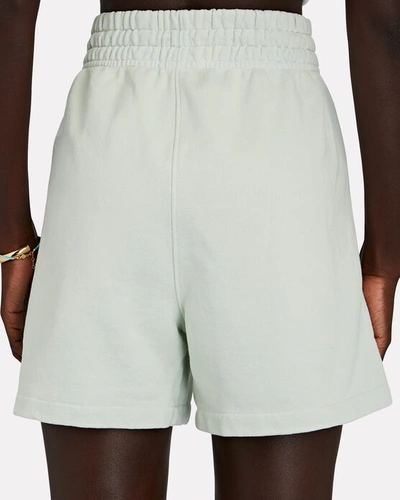 Shop Agolde Pintuck Cotton Terry Shorts In Light Green
