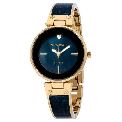 Shop Anne Klein Navy Mother Of Pearl Dial Ladies Watch Ak/j2512nvgb In Blue,gold Tone,mother Of Pearl,pink,rose Gold Tone