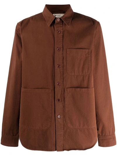 Shop Aspesi Pocket-detail Long-sleeve Shirt In Brown