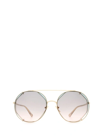 Shop Chloé Ch0041s Gold Sunglasses