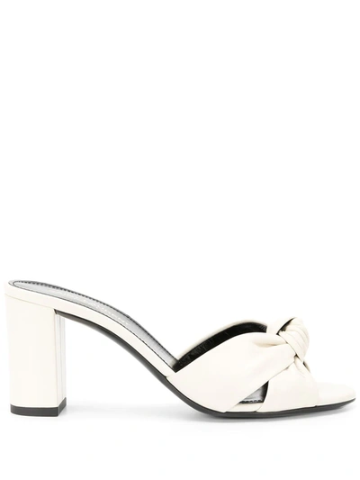 Shop Saint Laurent Bianca Knot-detail Mules In Neutrals