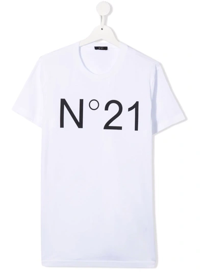 Shop N°21 Teen Logo-print Cotton T-shirt In White