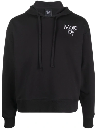 Shop More Joy Logo-print Drawstring Cotton Hoodie In Black