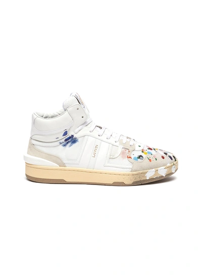 Shop Lanvin X Gallery Department Hand Paint High Top Leather Sneakers In White