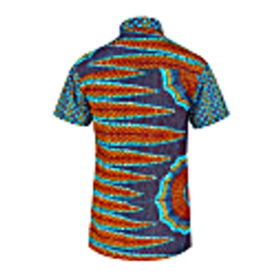 Ohema Ohene Blue Men's Short Sleeve Mixed African Print Shirt In Print