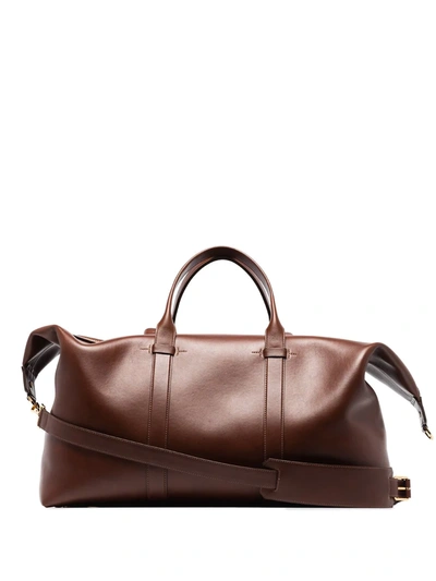 Shop Tom Ford Buckley Leather Holdall In Brown