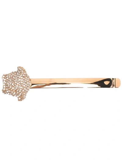Shop Versace La Medusa Crystal-embellished Hair Pin In Gold