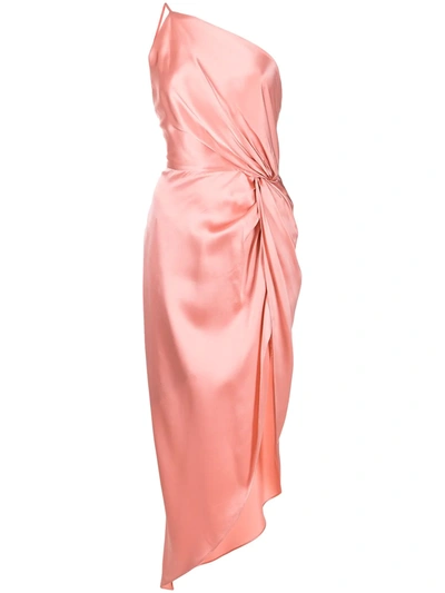 Shop Michelle Mason Twist-knot Silk Dress In Pink