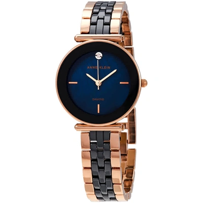Shop Anne Klein Quartz Blue Mother Of Pearl Dial Ladies Watch Ak/3158nvrg In Blue,gold Tone,mother Of Pearl,pink,rose Gold Tone