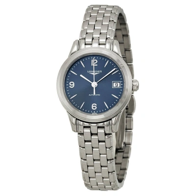 Shop Longines Flagship Automatic Blue Dial Ladies Watch L4.274.4.96.6 In Blue,silver Tone