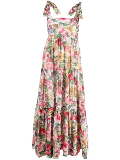 Shop Zimmermann Floral Tiered Maxi Dress In 中性色