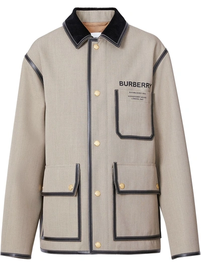 Shop Burberry Horseferry Single-breasted Jacket In Mixed Colours