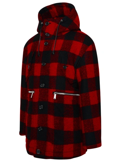 Dsquared2 Checked Single-breasted Coat In Red