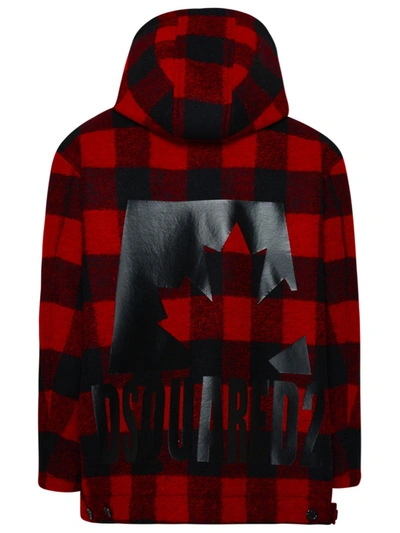 Dsquared2 Checked Single-breasted Coat In Red