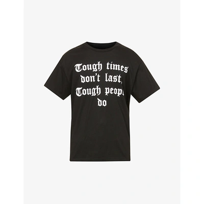 Shop Amiri Tough Times Slogan-print Cotton-jersey T-shirt In Black