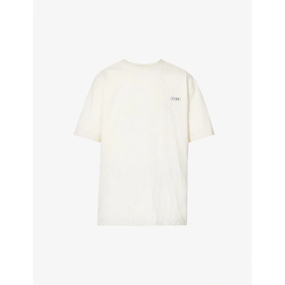 Shop Ader Error Logo-embroidered Dropped-shoulder Cotton-jersey T-shirt In White