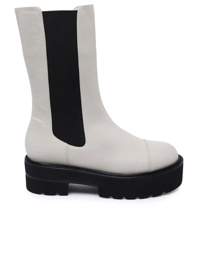 Shop Stuart Weitzman Ecru Leather Presley Utlift Boti Boots In White